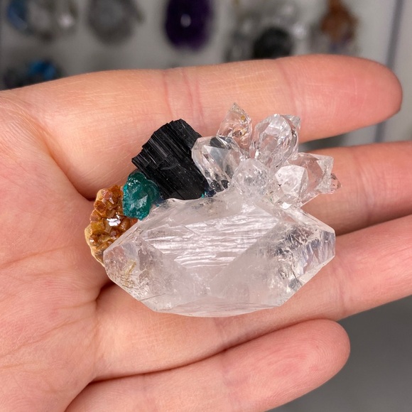 Jewelry - Promotion Clear Quartz Cluster Ring with Black Tourmaline Accent - White/Clear